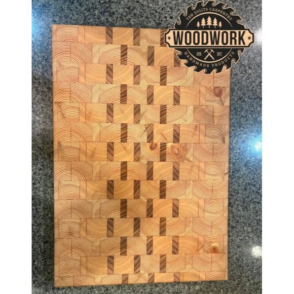 Handcrafted Cedar & Pine Wooden End Grain Cutting Board  Premium Solid Wood - Picture 2 of 12